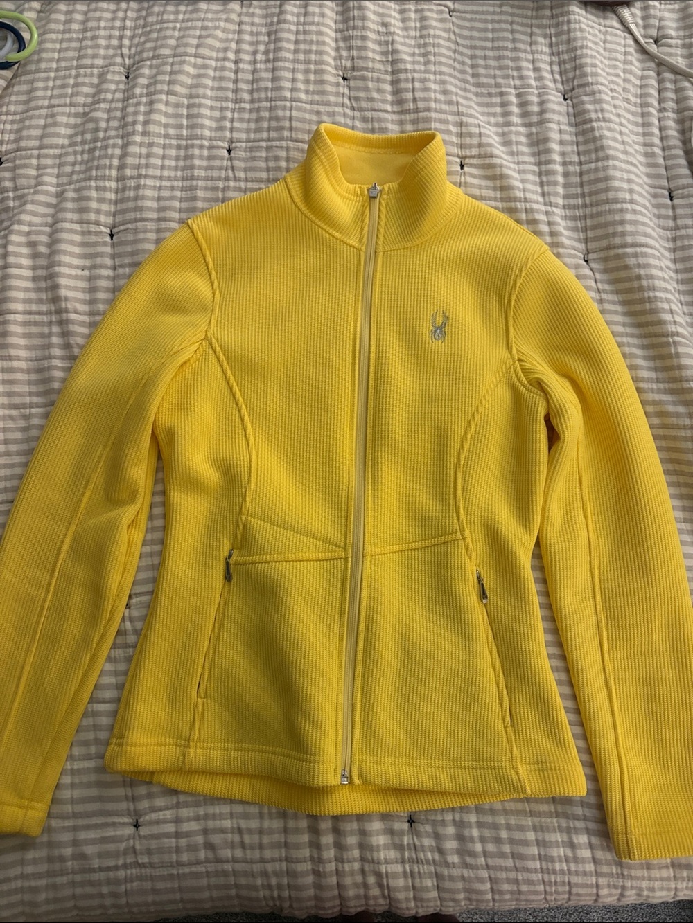 Yellow Zip-Front Women's Jacket - Lightweight Ribbed Fleece